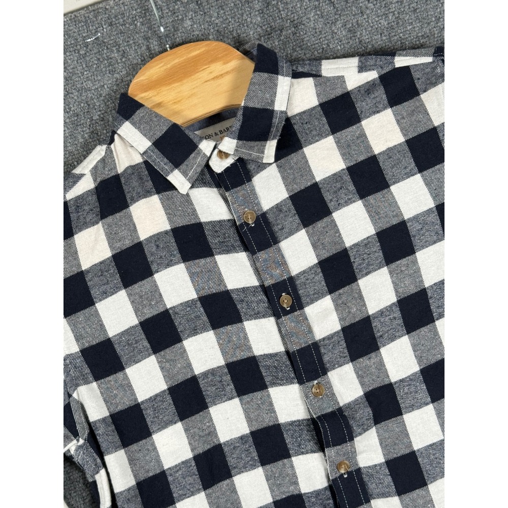 Hudson & Barrow Flannel Shirt Mountain Plaid Button Up Long Sleeve M Classic